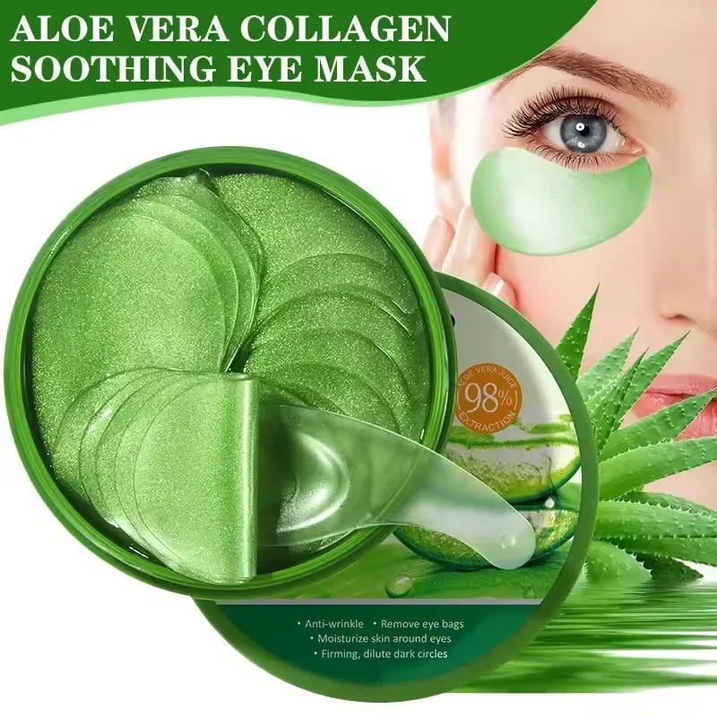 60pcs Aloë Vera Collageen Oogmasker Anti Donkere Kringen Verwijderen Ogen Zakken Hydraterende Verstevigende Ooglapjes Ogen Huidverzorgingsproducten