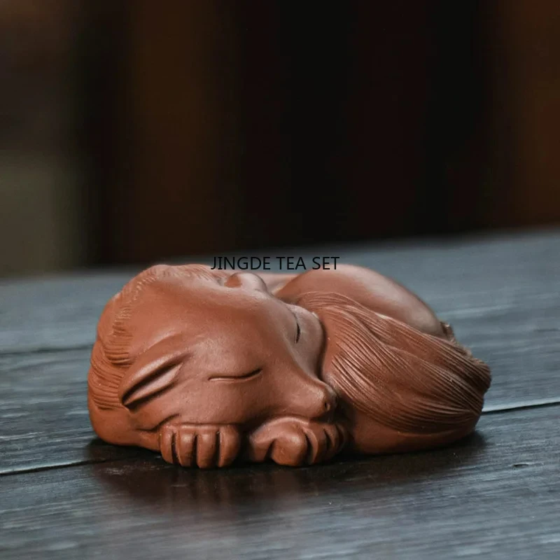 

Yixing Yixing Purple Clay Tea Pet Lucky Fox Animal Tea Statue Home Tea Table Decoration chinese