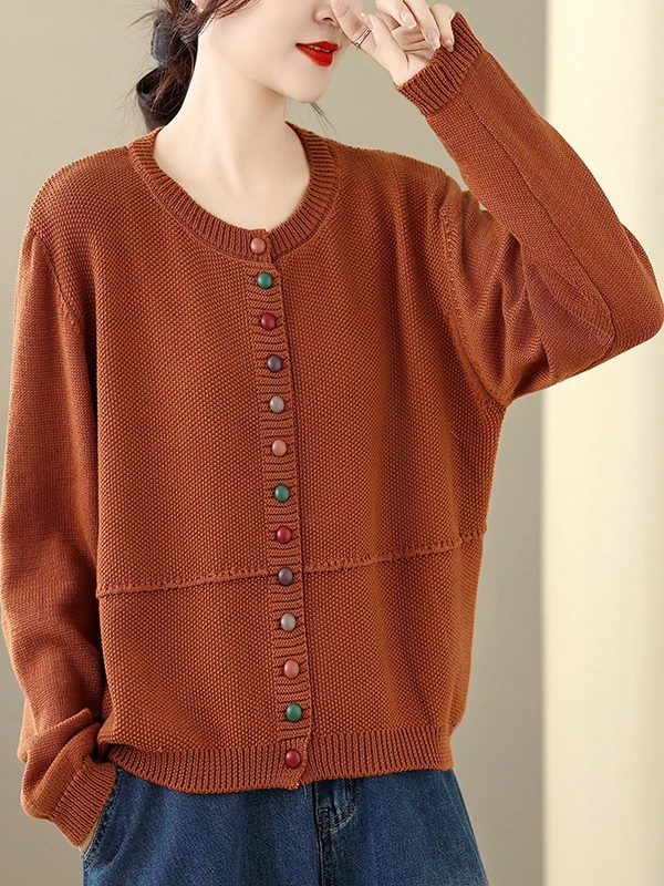 Retro ort Svel gebreide trui dames lang Sve rond Ne open vest dunne lente herfst Sle Faion dames