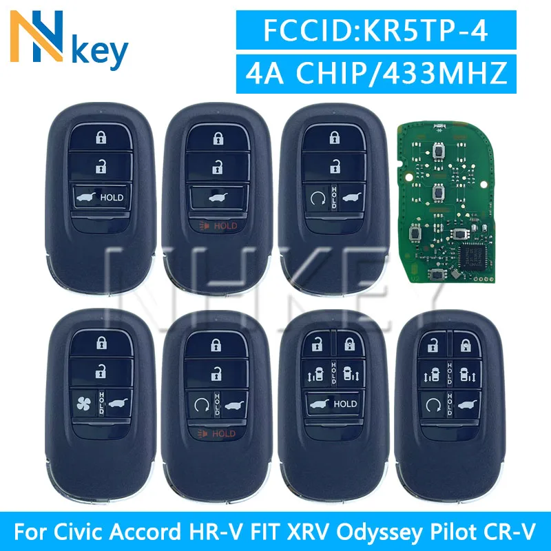 FCCID:KR5TP-4 4A Chip NCF29A1M 433MHz For SUV Civic Accord HR-V FIT XRV ZRVI Odyssey Pilot CR-V 2022-2024 Car Remote Key