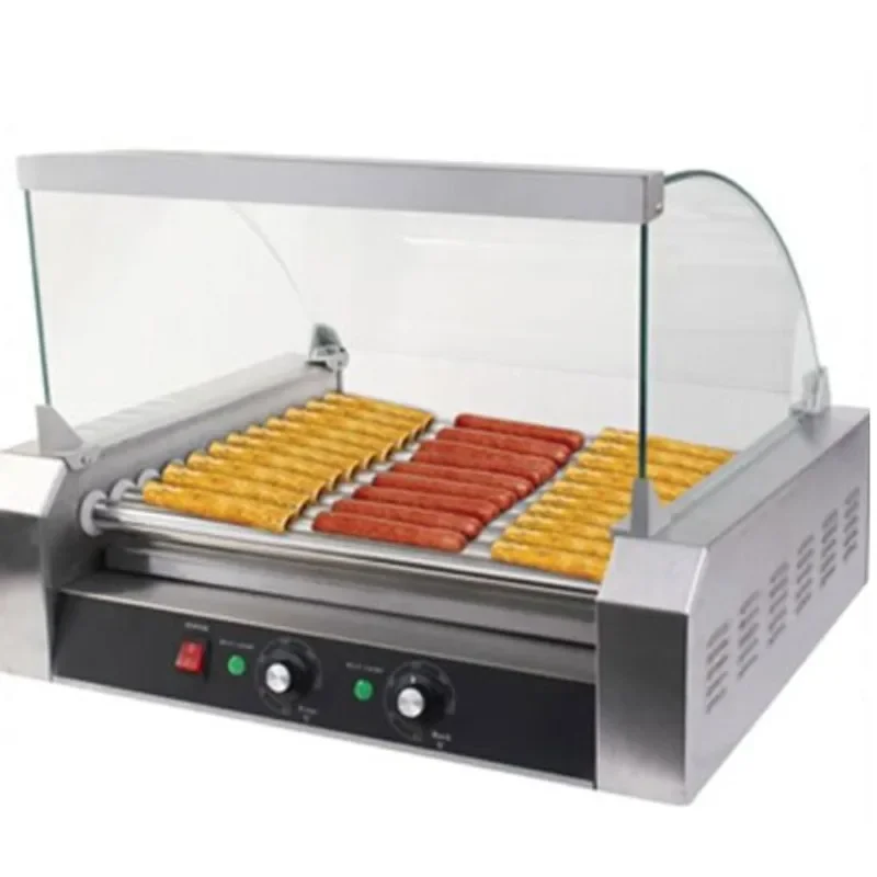 Commercial 11-Roller Stainless Steel Hotdog Machine Silver