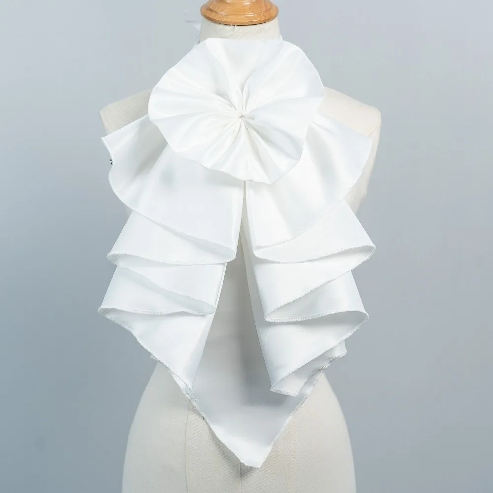 Layered Decor Detachable Ruffled Collar Large Bow Polyester Fake Collar Chic Adjustable Blouse Decorative Collar Cosplay Costume