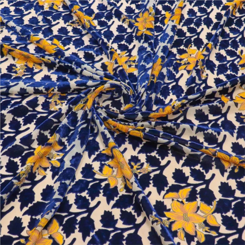 

Woven velvet brocade viscose printed rose-patterned burnt dress nightgown cheongsam fabric