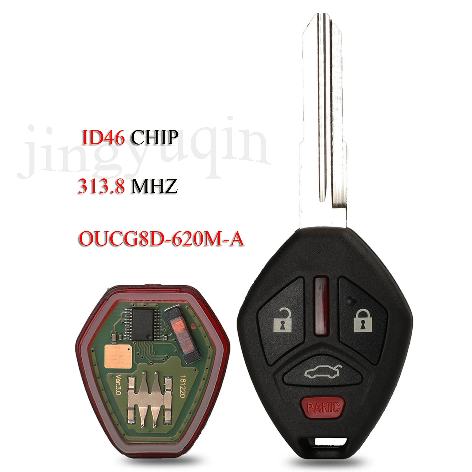 

jingyuqin Remote Smart Car Key For Mitsubishi Galant Eclipse 2007-2012 4Buttons ID46 Chip 313.8Mhz OUCG8D-620M-A