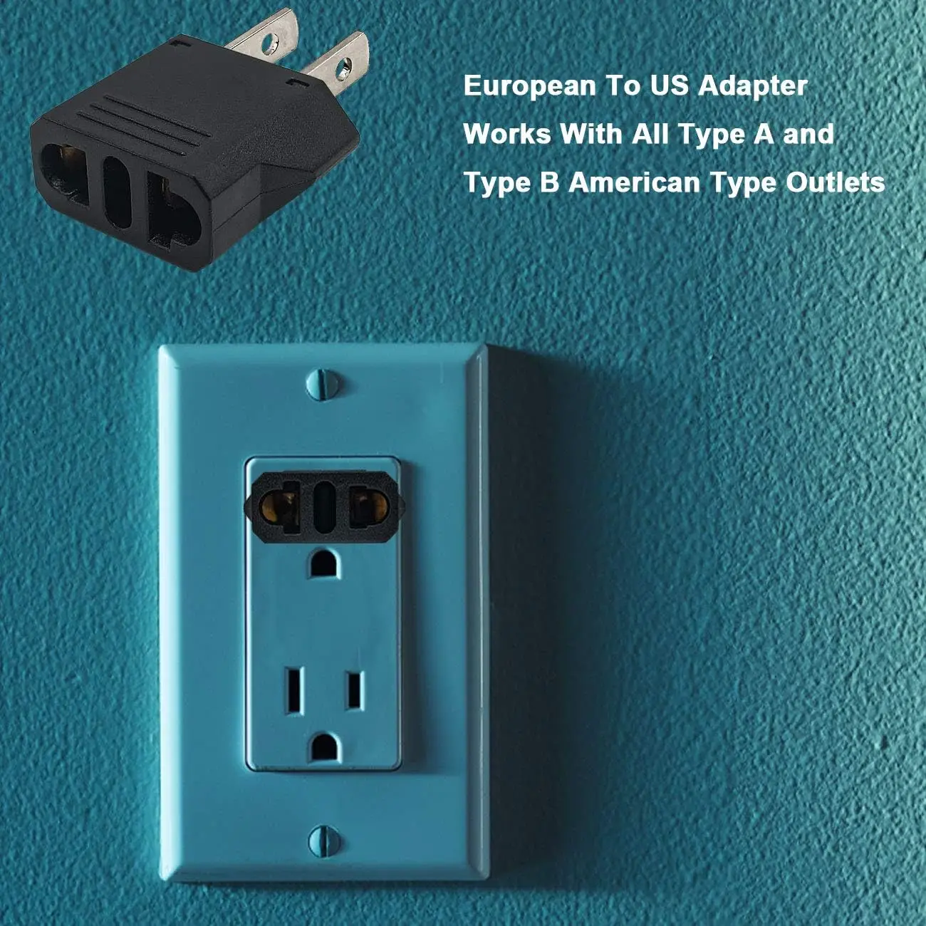 1 stücke uns Stecker adapter, kleiner europäischer zu uns Stecker adapter, schwarzer europäischer zu amerikanischer Steckdosen stecker adapter, eu zu uns Adapter