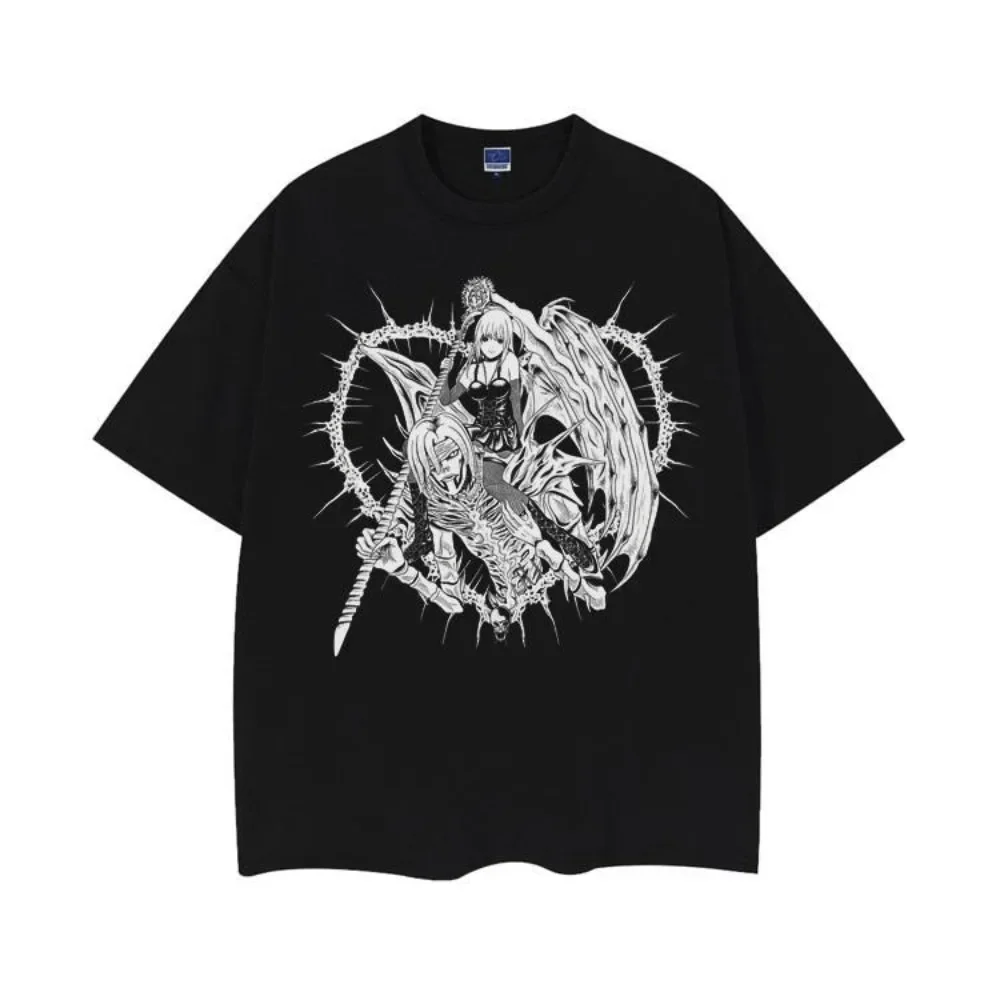 

Death Note Mihaisha футболка с коротким рукавом из хлопка с принтом, свободная ретро американская трендовая брендовая мужская и женская универсальная футболка