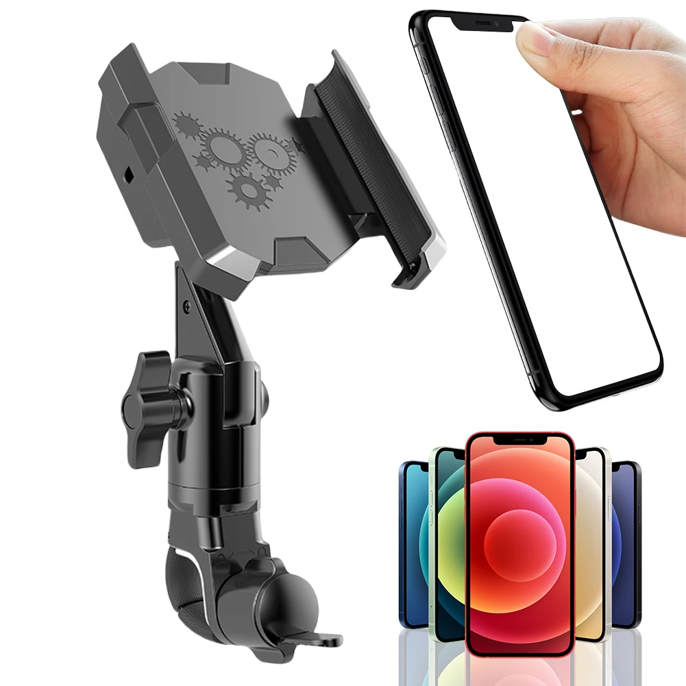 

Motorcycle & Bicycle Phone Holder Adjustable Cell Phone Bracket Anti-Slip GPS Riding Stand Handlebar Clip Mount Support for Bike