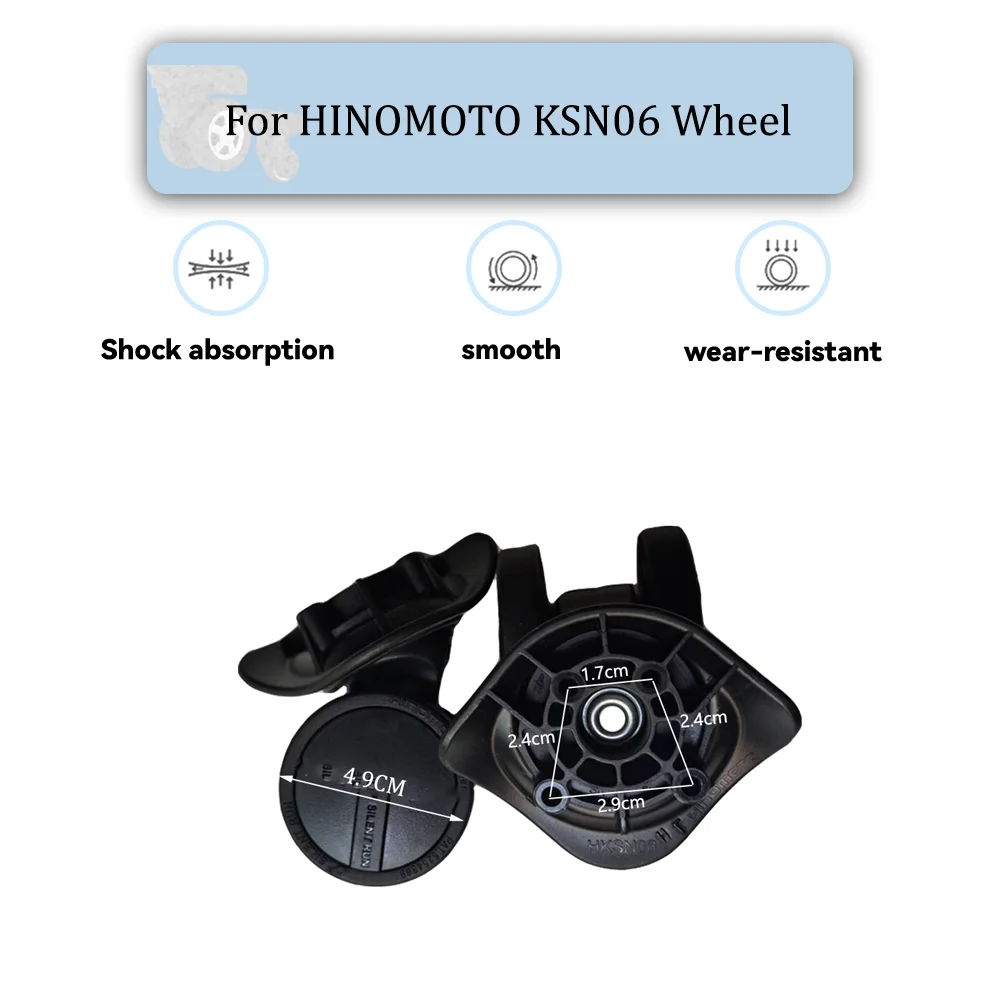 For HINOMOTO KSN06 Universal Wheel Black Replacement Suitcase Silent Smooth Shock Absorbing Rotating Accessories Wheels