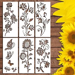 Garden Fence Large Flower Stencils Diy Decoration Painted Stickers Template Diy Flower Butterfly Spray Painting Template 6pcs