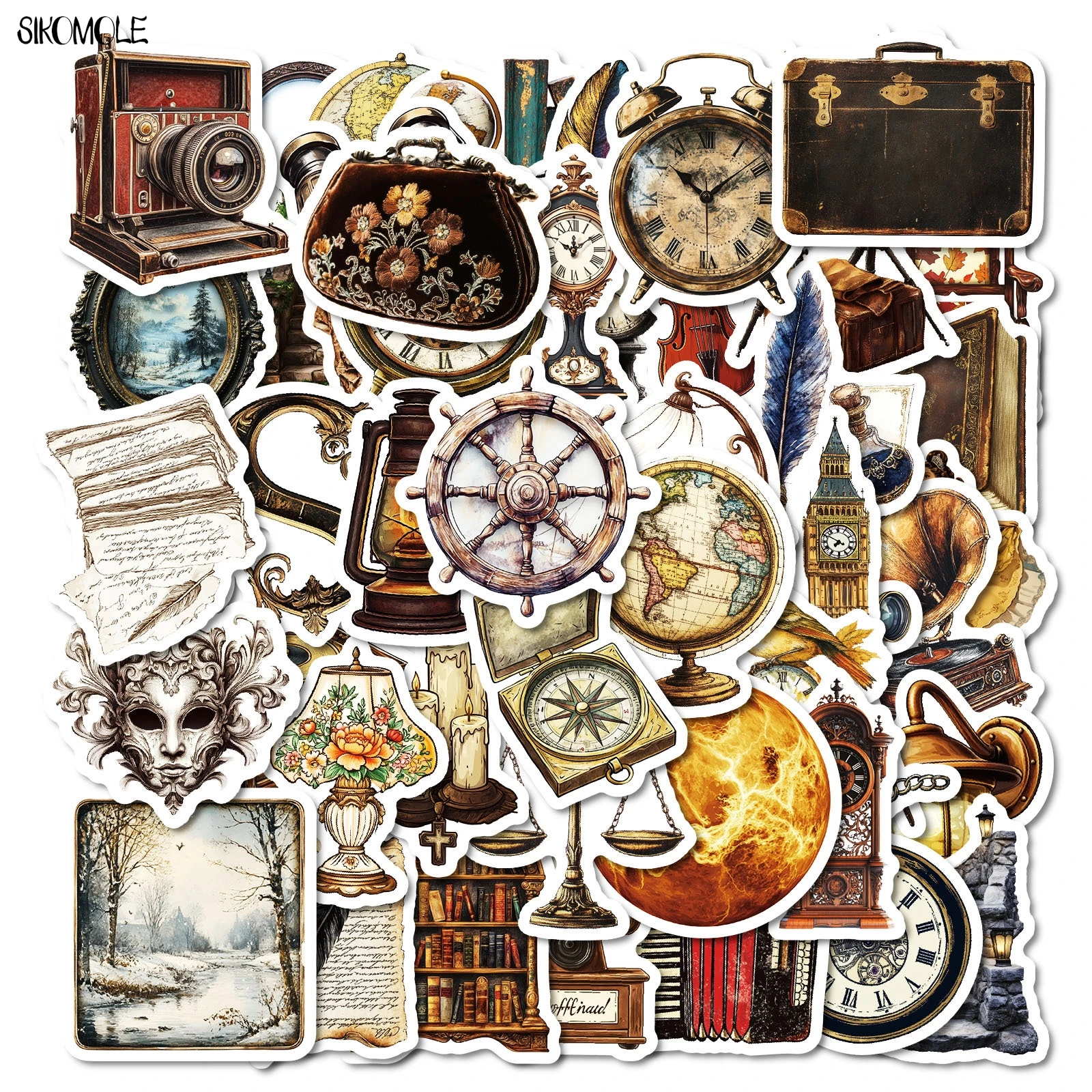 10/30/50PCS Retro Vintage European Art Graffiti Stickers Aesthetic Middle Ages Book DIY Toy Travel Luggage Decal Sticker Pack