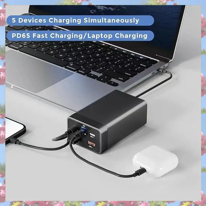 

125W Gan Charger Desktop Fast Charger 5-In-1 PD65W Charger For Iphone15 14 13 Pro Max Xiaomi Samsung