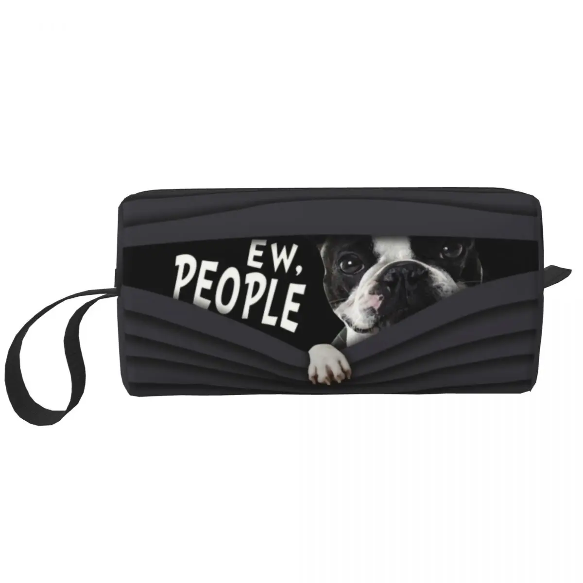 Travel Boston Terrier Ew People Toiletry Bag Portable Puppy Dog Makeup Cosmetic Organizer for Women Beauty Storage Dopp Kit Box