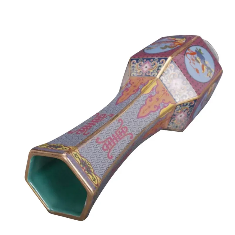 for Jingdezhen Ceramic New Chinese Qing Qianlong Enamel Color Flower and Bird Hexagonal Long Neck Porcelain Vase Ornament