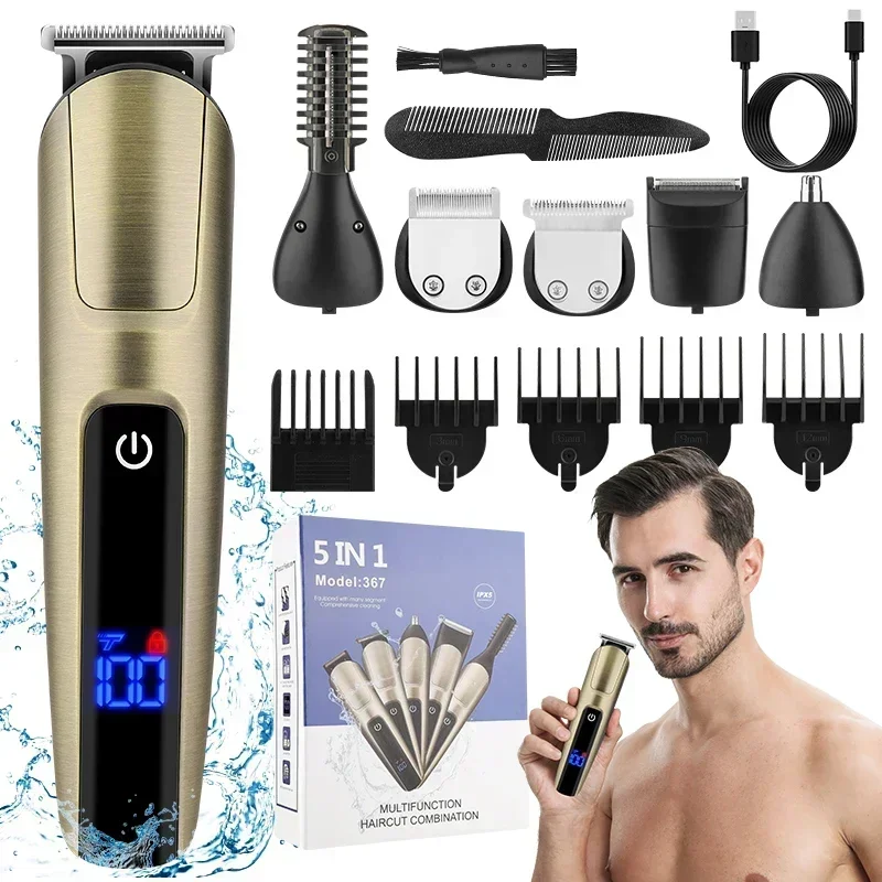 

RESUXI 367 Household Men's Waterproof Electric Hair Clipper Multifunctional Electric Hair Clipper Nose Hair Trimmer Set