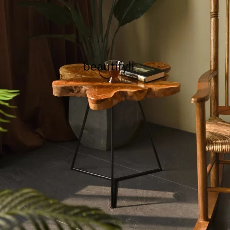 طاولة ls 04Teak edge، طاولة قهوة خشبية، أثاث من الخشب الصلب B & B inn Nordic