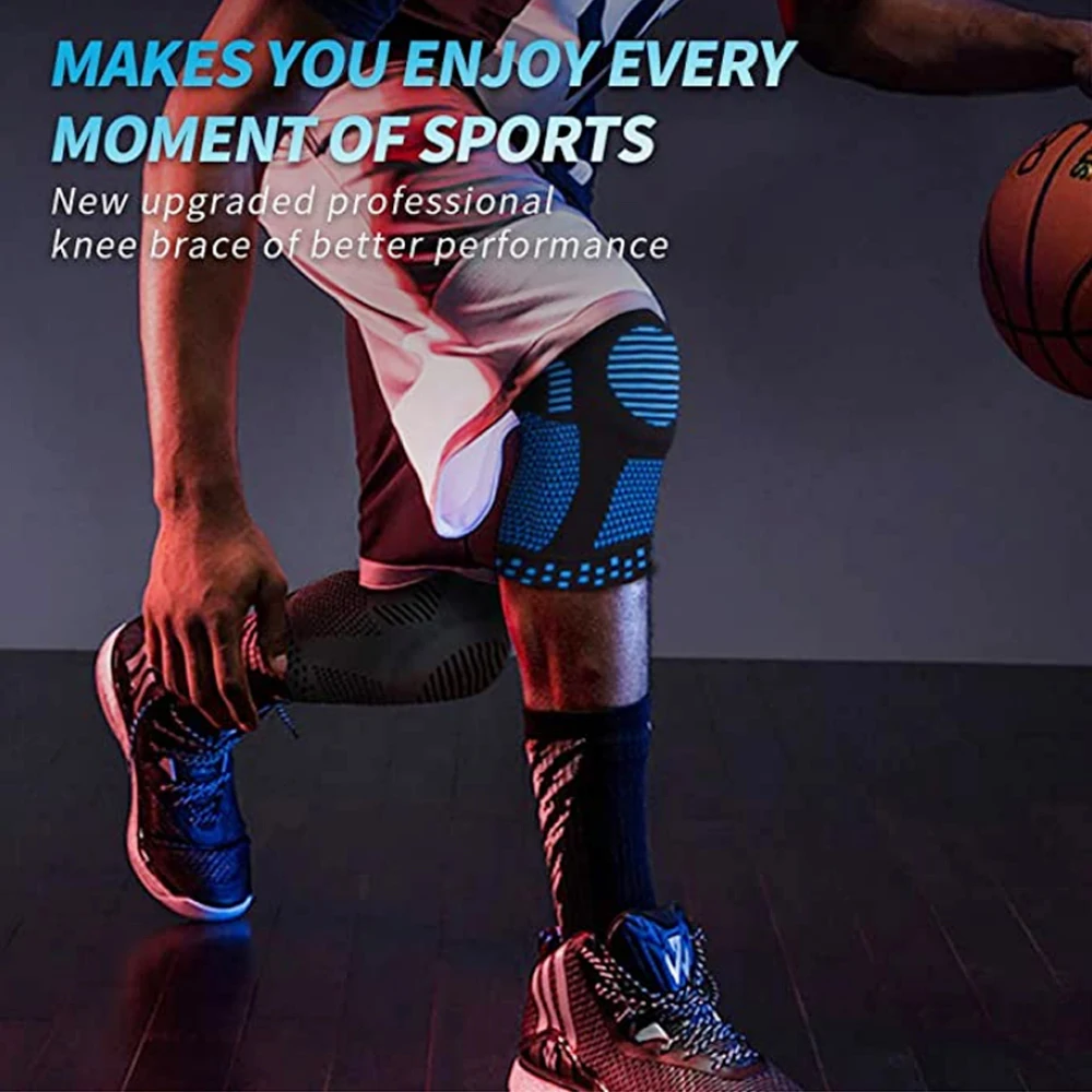 Ginocchiera per menisco rotuleo Stabilizzatore in silicone Supporto per compressione Corsa Basket Allenamento in palestra Cinghia sportiva protettiva