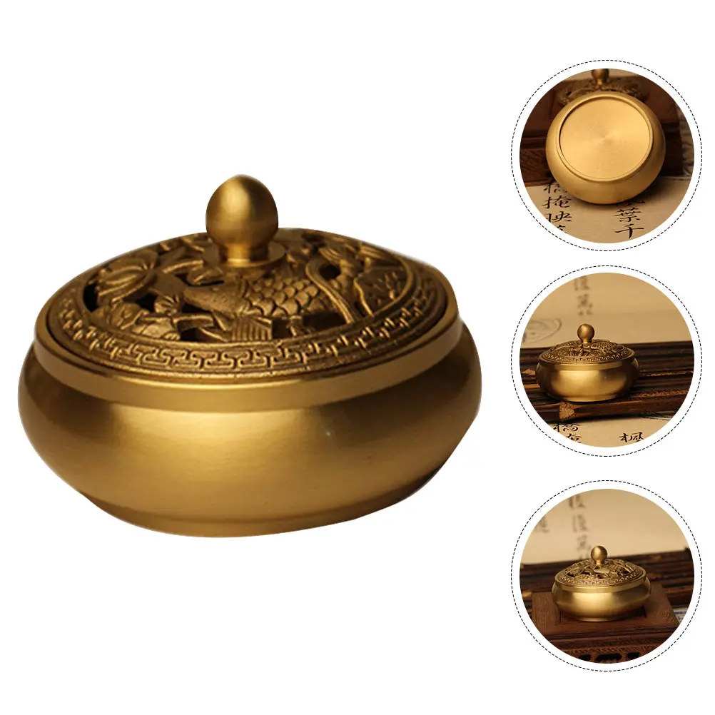 

Brass Aromatherapy Furnace Copper Incense Burner Compact Zen Home Decor Bedroom Study Office Gift Ornament