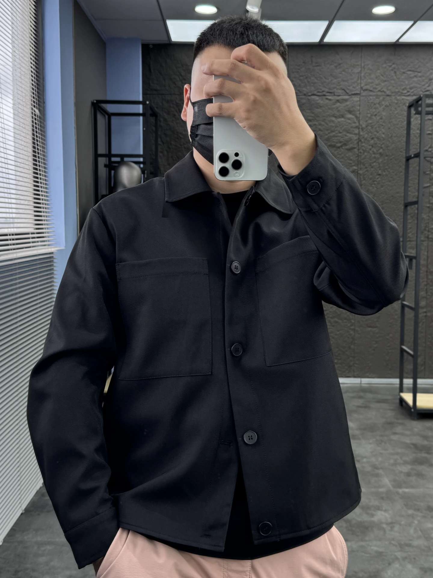 

Svip Men's Comfortable Casual Pure Color Collared Workwear Jaet Autumn Faionable Flip Collar Polyester Fiber Long Sve