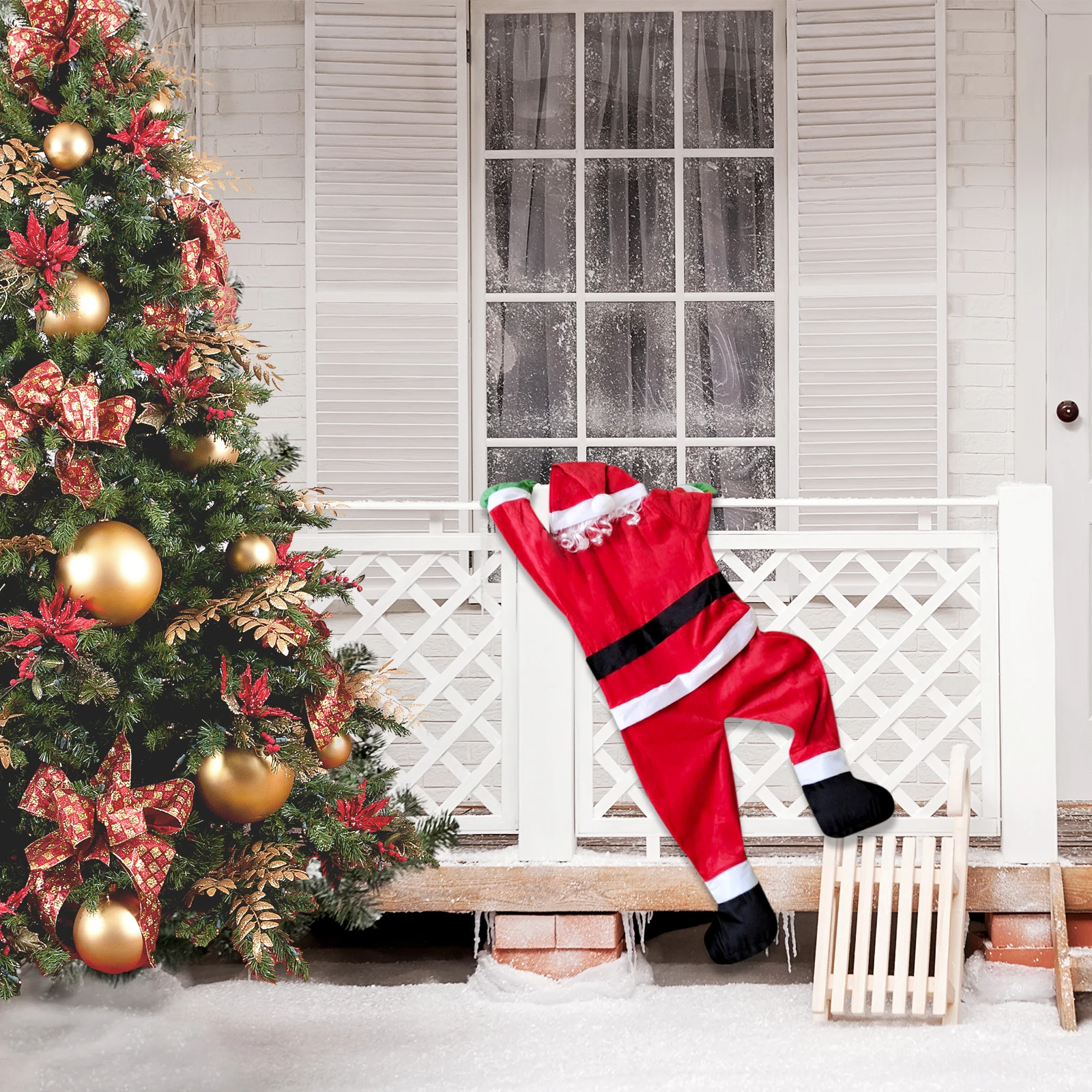 

108cm Hanging Santa Claus Decoration Christmas Ornaments Outdoor Indoor Hanging Climbing Santa Claus Suit for Roof Porch Balco