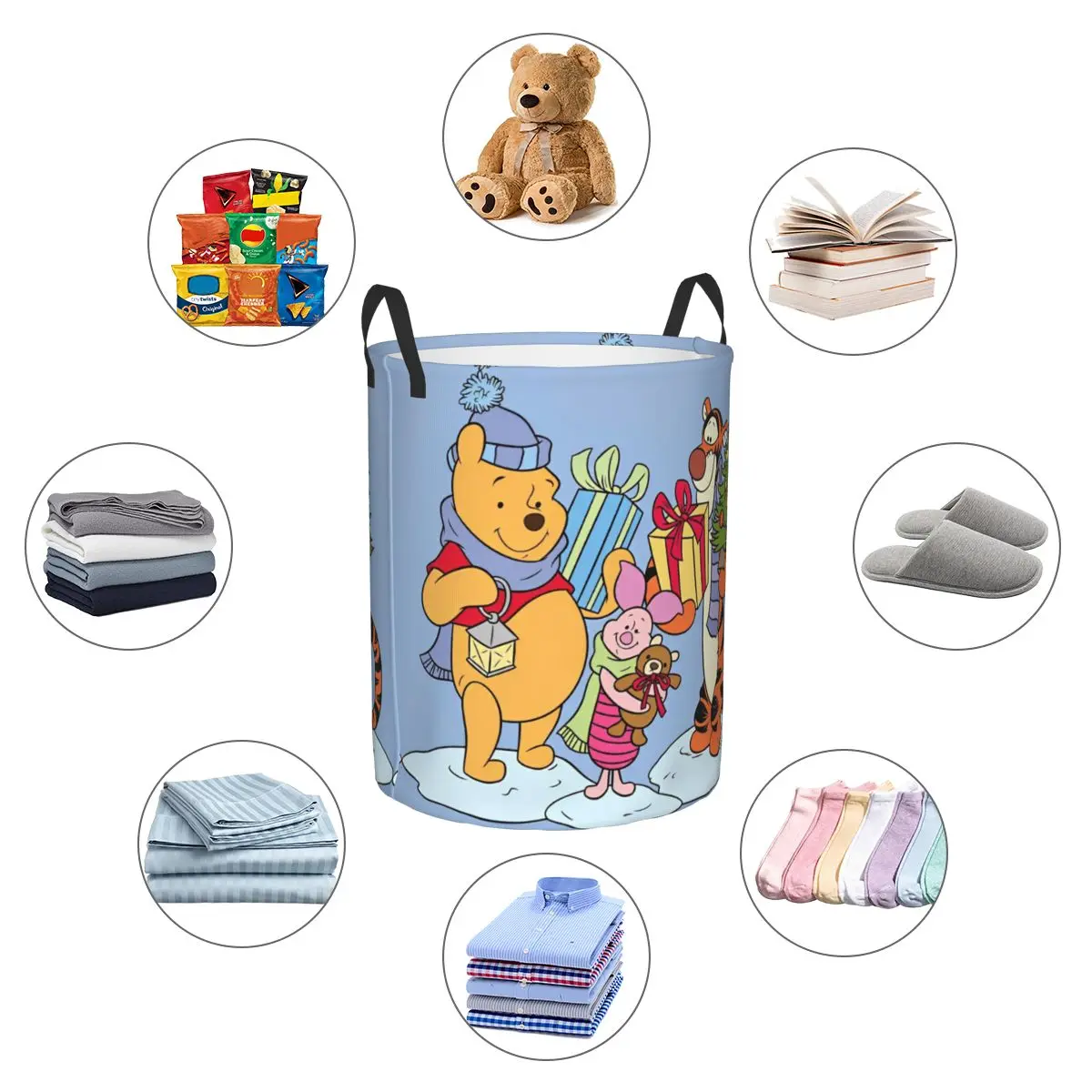 Christmas Winnie The Pooh Blanket Storage Basket Box Organizer Bins for Game Room