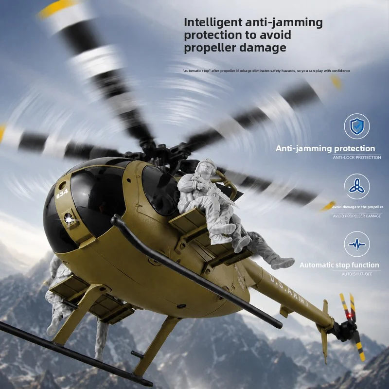 2026 remote-controlled helicopter C189S MD500 1:28 scale bird-carrying soldier figure real machine optical flow positioning and
