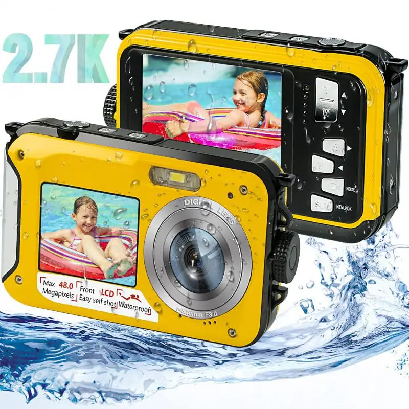 Waterproof Anti-Shake Digital Camera 1080P Full Selfie Video Recorder for Underwater DV Recording Present