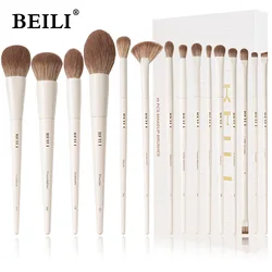 BEILI Professional Beige Makeup Brush Set 15Pcs Suitable for Loose Powder Blush Eye Shadow Eyeliner Soft Hair Cosmetics Brushes