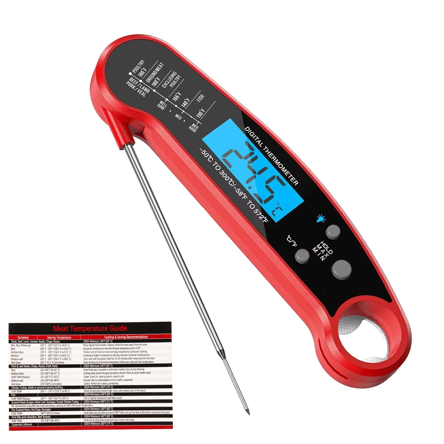 LMETJMA Meat Thermometer Digital Instant Read Food Liquid Thermometer Waterproof Kitchen Thermometer For Cooking Grilling Baking