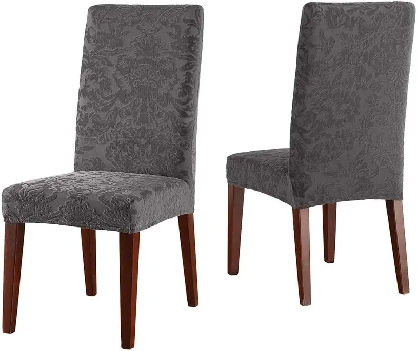 

Home Décor Sf41452 Stretch Jacquard Damask Short Dining Chair Cover, Form Fit, Polyester/Spandex, Hine Washable, One Piece,