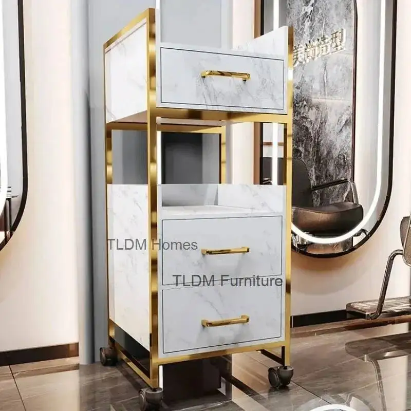 خاص صالون عربات خزانة صالون الشعر الأثاث التجاري صالون حلاقة عربة أدوات تخزين متعددة الوظائف مع درج j #2