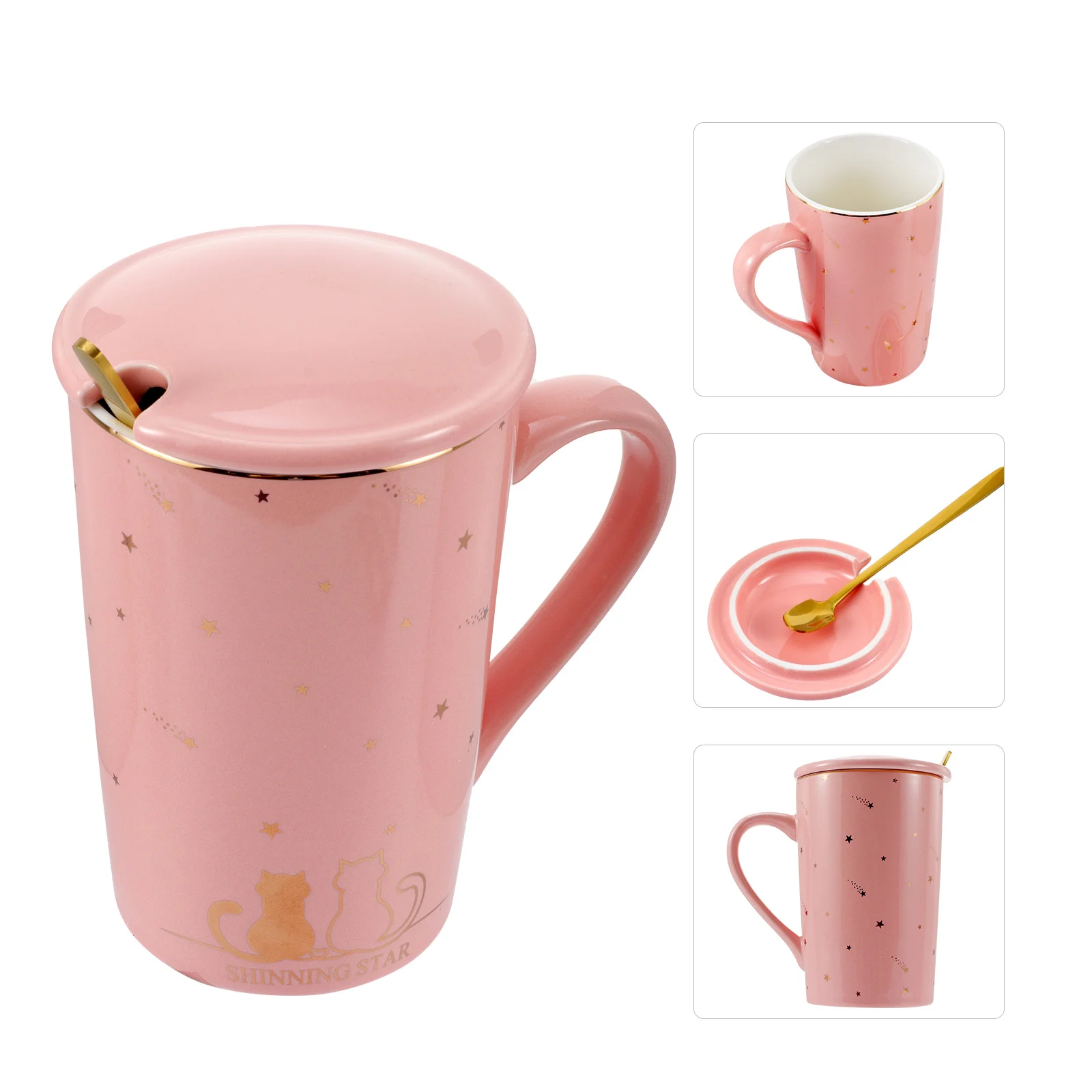 

1Set Ceramic Coffee Mug Set Including Lid Spoon Quality Milk Cup for Home Office Coffee Mug with Lid and Spoon
