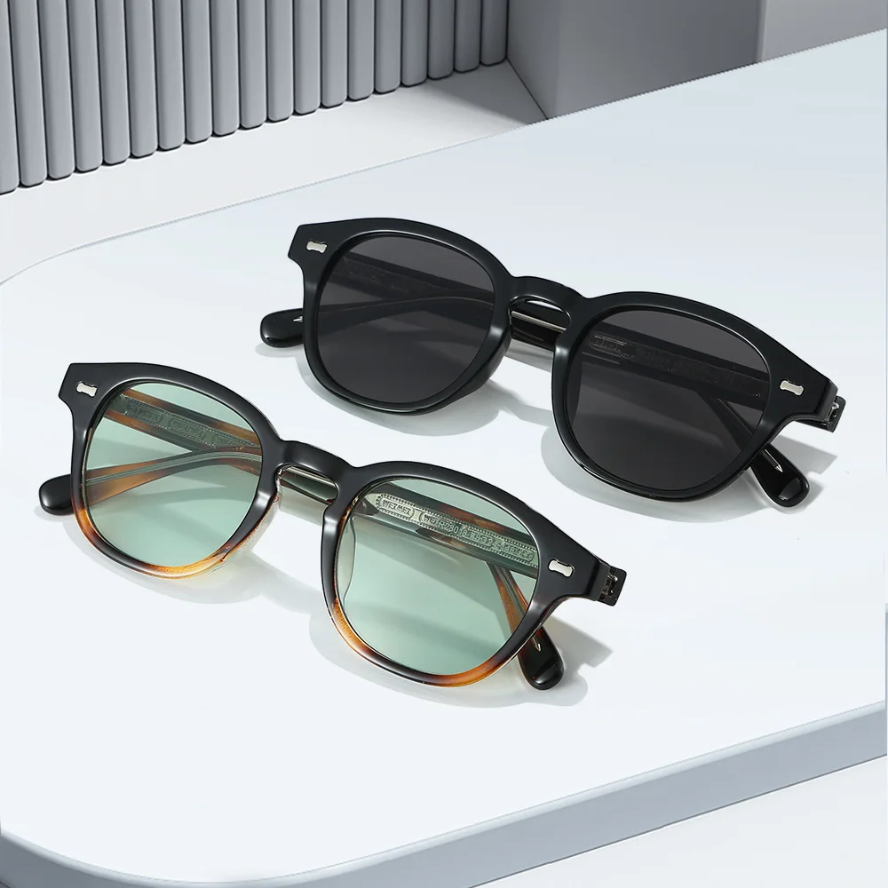 JNPCXI New TR90 Square Sunglasses Women Vintage Rivets Trending Men Leopard Blue Shades UV400 Sun Glasses