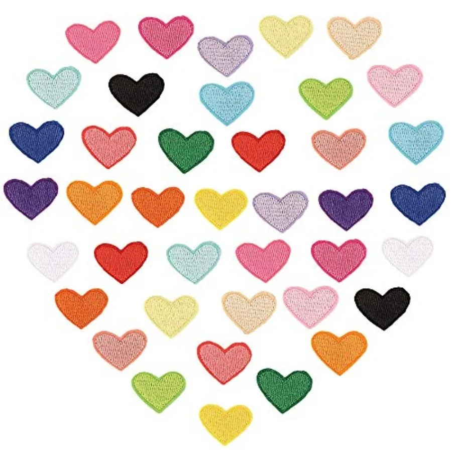 

Heart Shaped Iron On Patches, Cute Colorful Embroidered Sew On Love Applique Patches for Clothing Repair and Decoration, PCS