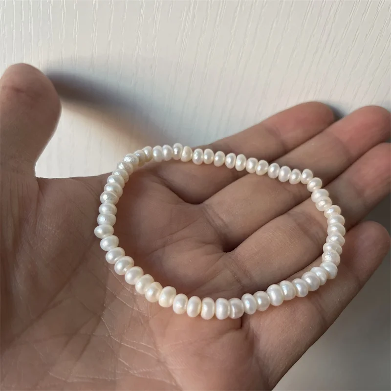 3-4*5MM Baroque Pearl Bracelet Original Reiki Beads Men Women Natural Stone Blood Circulation Stimulate Enthusiasm Health Care