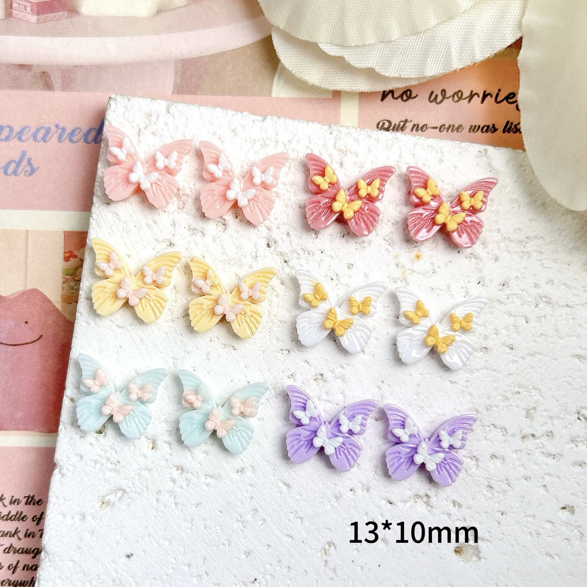 

40PCS Flatback 3D Acrylic Nail Art Buttterfly Charms Accessories Parts For Manicure Decor Nails Decoration Supplies Material
