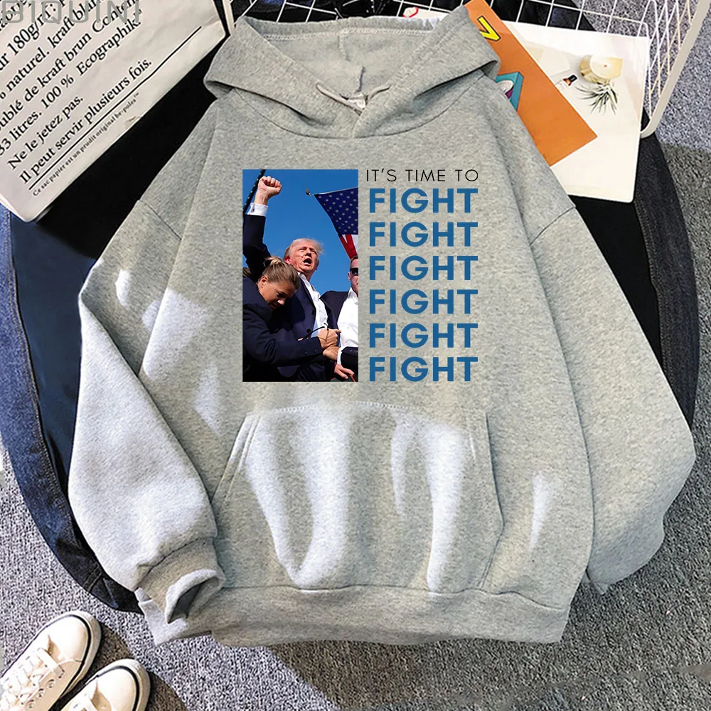 Trumps It's Time To Fight 2024 Theme Hoody Encourage Sweatshirts for Men Men's Hoodies Graphic Essentials Long Sleeve Clothes