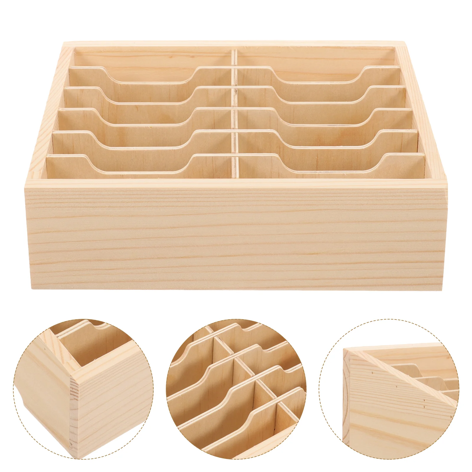 Multi-grid Mobile Phone Management Rack Storage Box Temporary Holder Office Trash Can Organizer Meeting Room Wooden Baskets