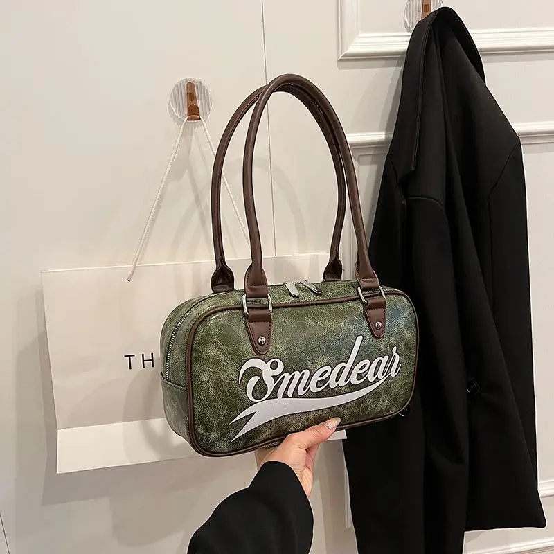 

High appearance and versatile travel fitness handbag, fashionable and casual bowling bag, printed single shoulder armpit bag