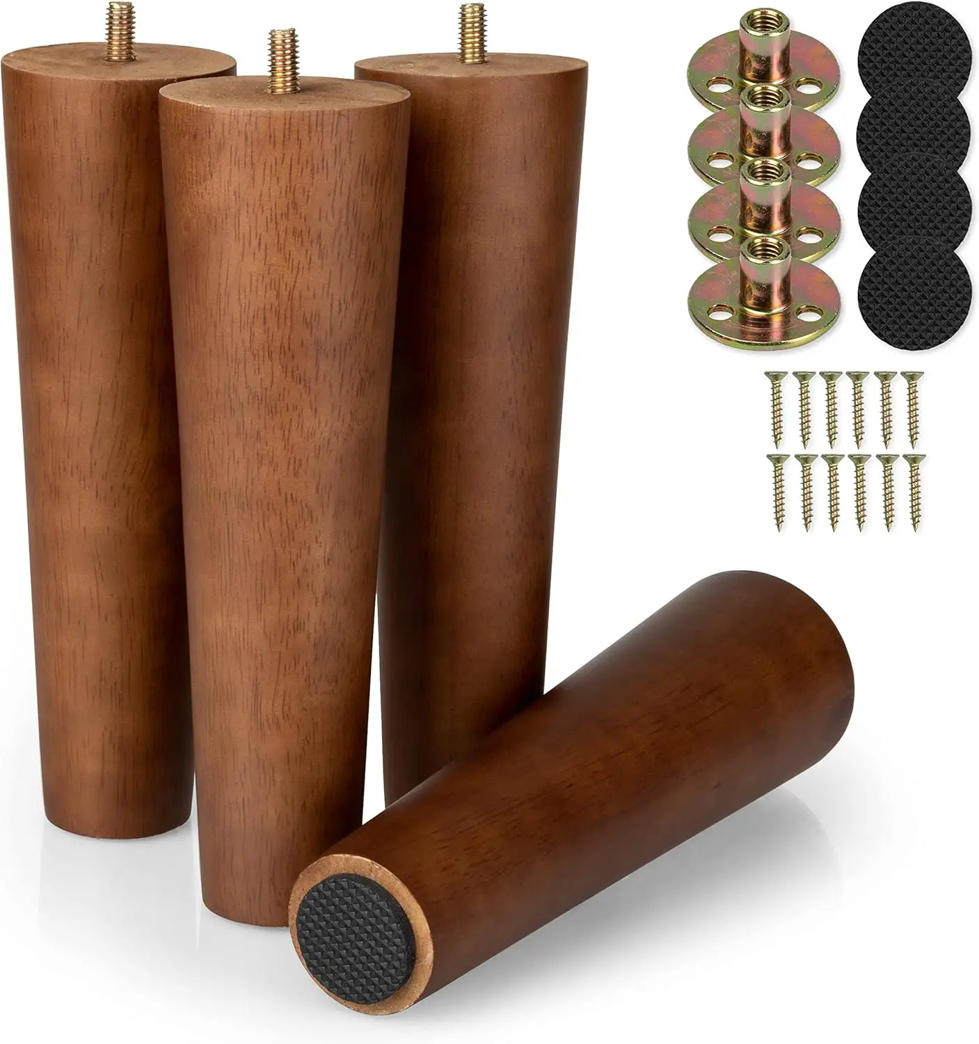 

Wooden - Set Of 4 Brown 8 H Tapered Replacement Furniture Leg For Sofas, Chairs, Loveseats, Ottoman, Dressers, End Tables