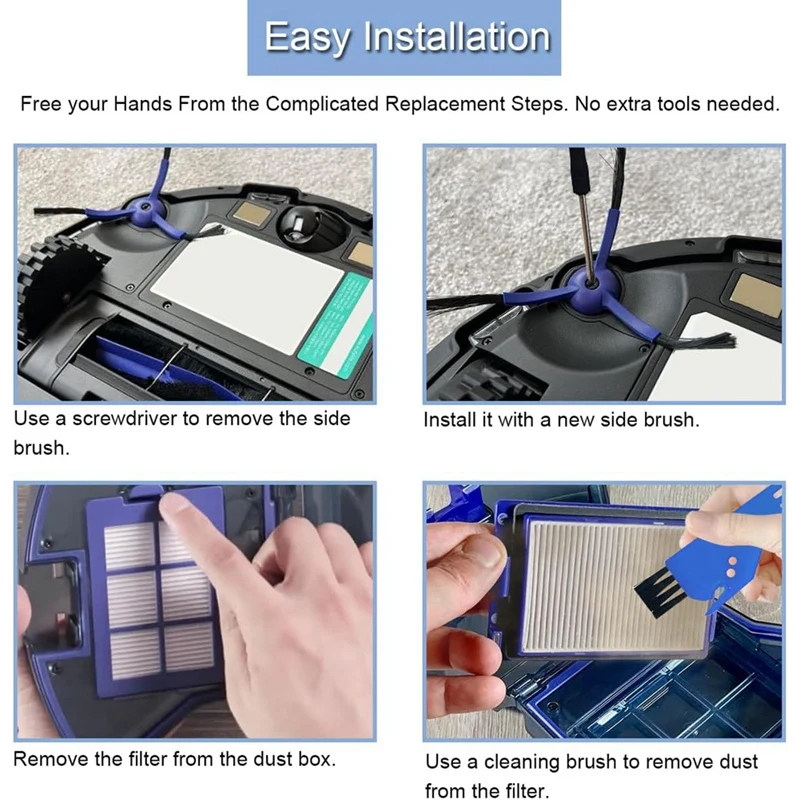 แปรงด้านข้างตัวกรอง HEPA ตามที่แสดงไว้พลาสติกสำหรับเครื่องดูดฝุ่นแบบหุ่นยนต์ชุด X8โรโบแวคชุดไฮบริด