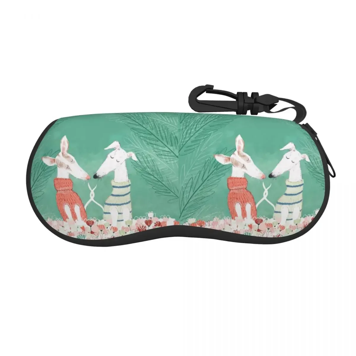 Greyhound In Love Animals Pets Flowers Green Whippet Greyhounds Shell Eyeglasses Protector Cases Sunglass Case Glasses Pouch