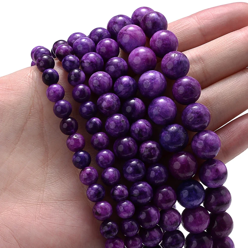 6/8/10mm Natural Stone Beads Purple Sugilite Loose Spacer Beads for Jewelry Making DIY Bracelet Necklace Accessories Supplies