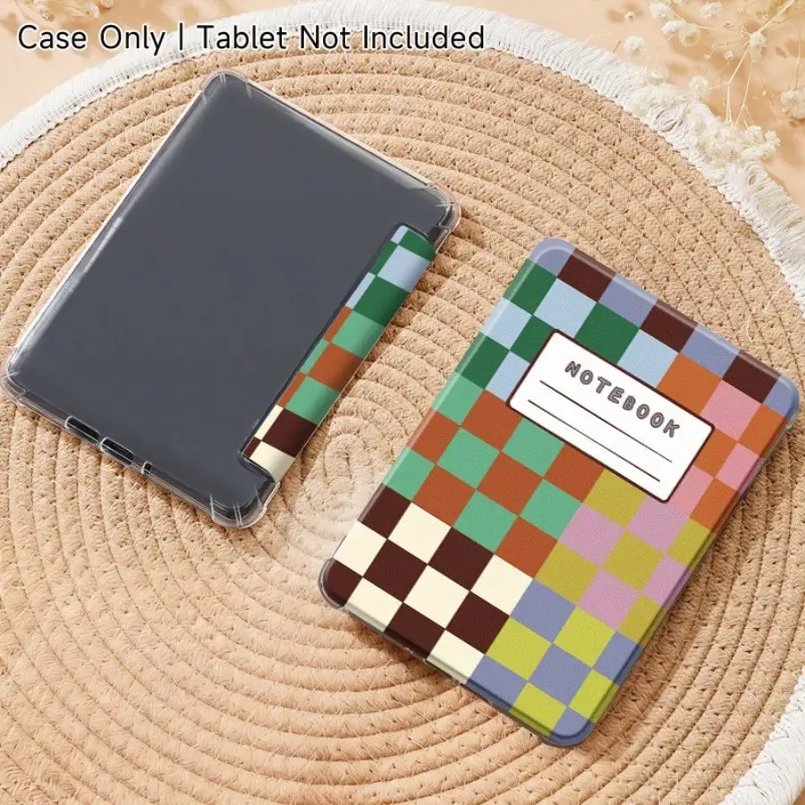 Multi Colored Grid Notebook Pattern Ultra-thin Transparent Kindle E-reader Protective Case, Compatible with Kindle Paperwhite Gen 11 (2021), Kindle Paperwhite Gen 12 (2024/2025), and Kindle 2022/2024 (entry-level Version), Suitable for Both Men and Women.