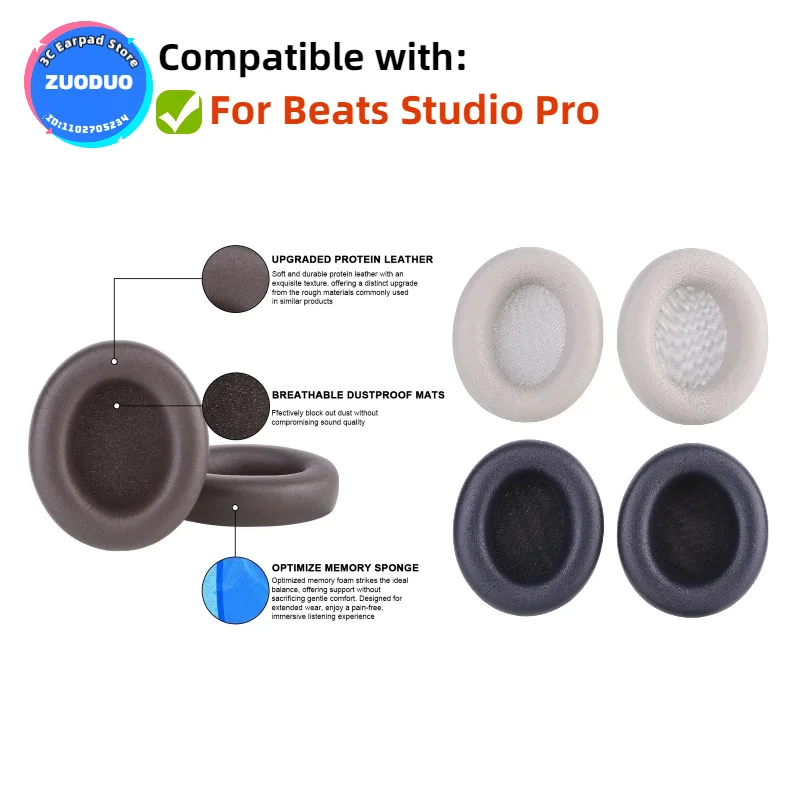 

Replacement Foam Ear Pads Cushions for Beats Studio Pro Headphones Soft Form Earpad High Quality