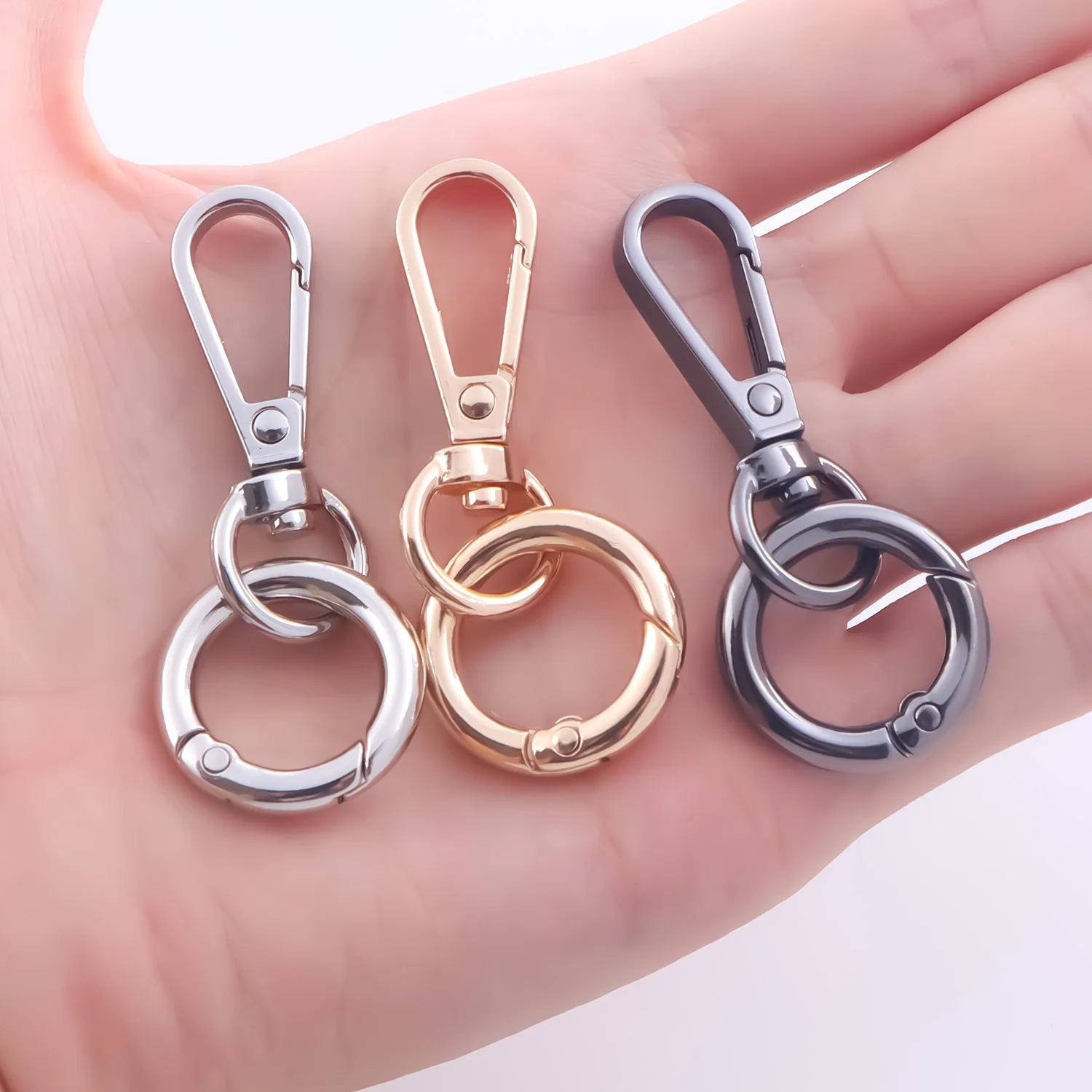 2 Sets Swivel Clasp Clip, Metal Swivel Snap Hooks, Double Opening Key Chain Clip for DIY Crafts, Lanyard Making