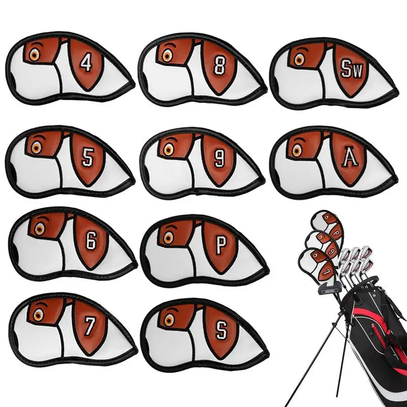 

Iron Covers For Golf Clubs 10x PU Leather Golf Iron Headcovers With Number Portable Putter Protector Sports Training Accessories