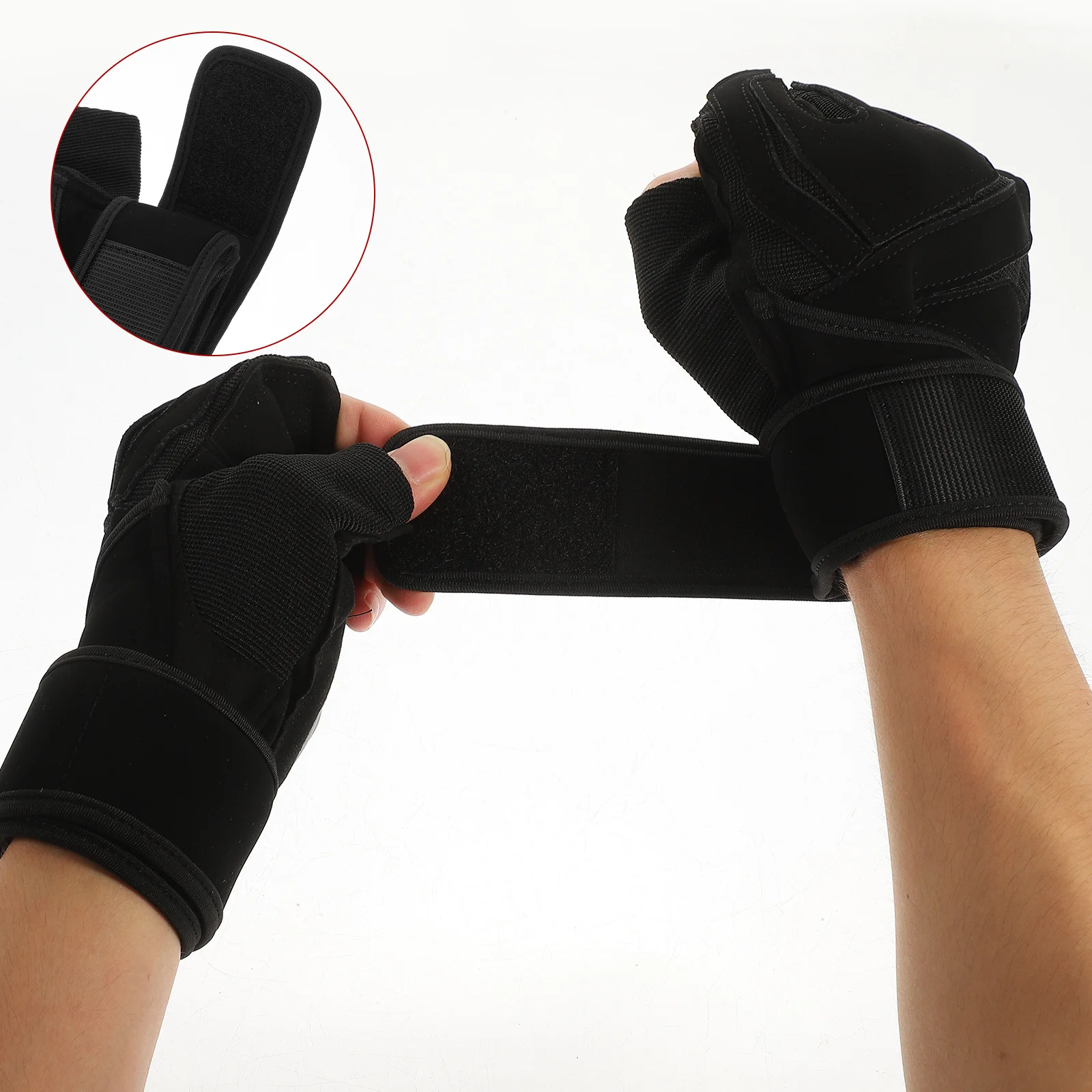 

1 Pair Weightlifting Gloves Black Size L Lightweight Non-Slip Breathable Fitness Gloves For Dumbbell Training Sports Workout