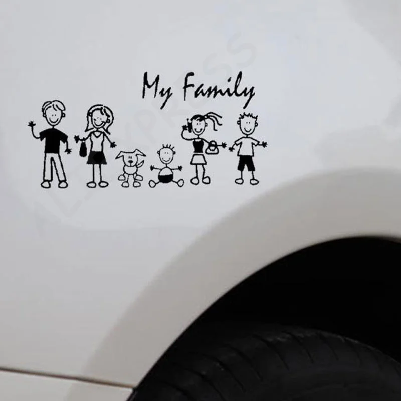 

1Pcs Family Car Decal Window Sticker Stick Figure Kid Baby Cat Dog Pet Bumper My Mom
