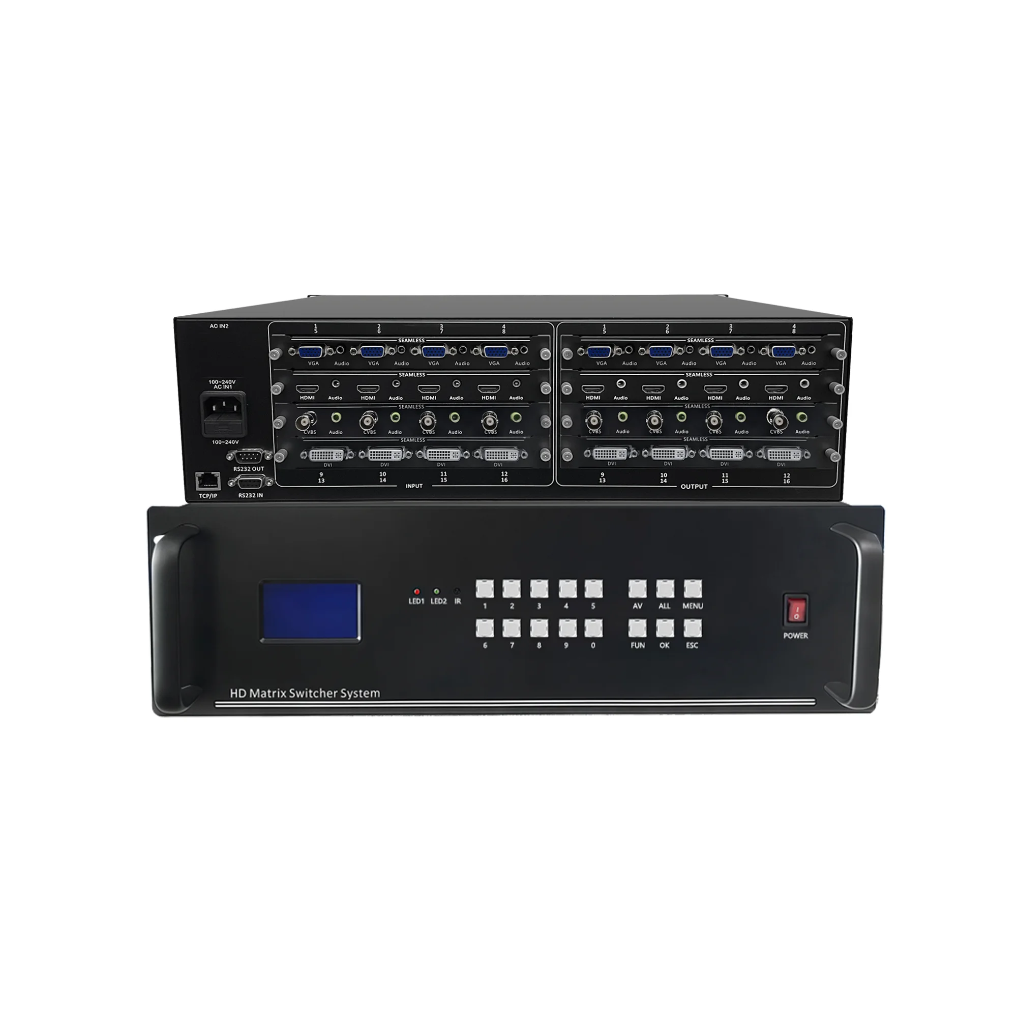 Micagent 16x16 HDM I DVI VGA Hybrid Matrix Switcher 4K30 Seamless Metal Video Matrix Switcher 1 Year Warranty for Multimedia