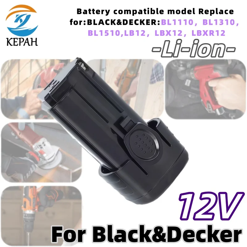 Batterie Li-Ion Durable 12V 3000mAh | Convient aux outils électriques Black&Decker BL1110/BL1310/LBX12, Stable et fiable